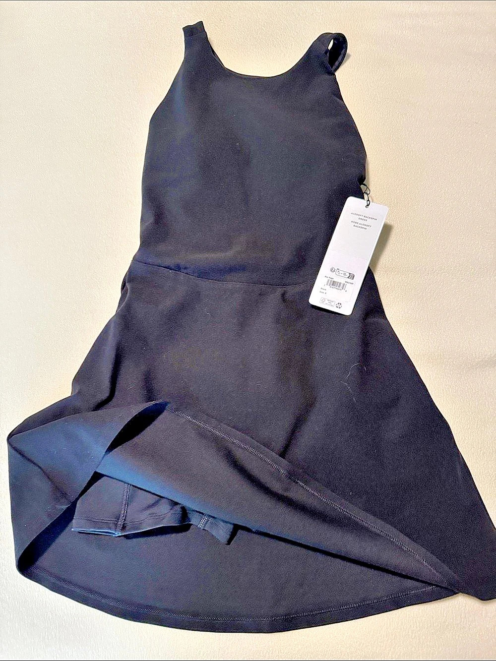 Alo Yoga AloSoft Backspin Dress Mini Dress in Black Size Small NWT
